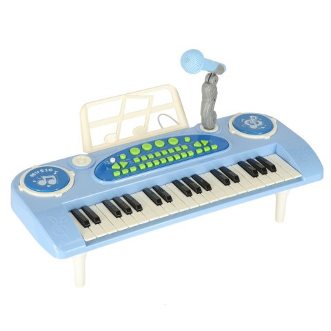 Keyboard dla dzieci pianinko interaktywne organki 37 klawiszy mikrofon statyw niebieskie Keyboard dla dzieci pianinko interaktywne organki 37 klawiszy mikrofon statyw niebieskie