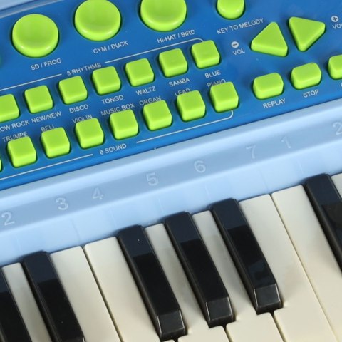 Keyboard dla dzieci pianinko interaktywne organki 37 klawiszy mikrofon statyw niebieskie Keyboard dla dzieci pianinko interaktywne organki 37 klawiszy mikrofon statyw niebieskie