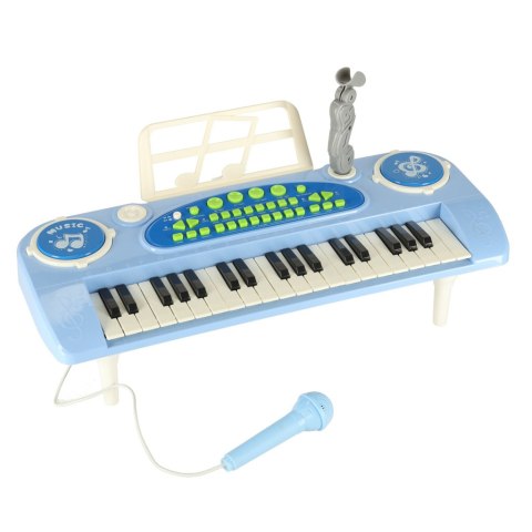 Keyboard dla dzieci pianinko interaktywne organki 37 klawiszy mikrofon statyw niebieskie Keyboard dla dzieci pianinko interaktywne organki 37 klawiszy mikrofon statyw niebieskie