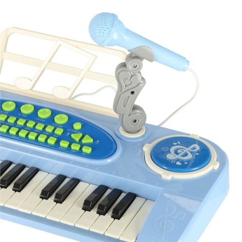 Keyboard dla dzieci pianinko interaktywne organki 37 klawiszy mikrofon statyw niebieskie Keyboard dla dzieci pianinko interaktywne organki 37 klawiszy mikrofon statyw niebieskie