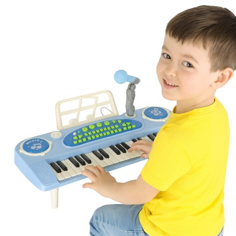 Keyboard dla dzieci pianinko interaktywne organki 37 klawiszy mikrofon statyw niebieskie Keyboard dla dzieci pianinko interaktywne organki 37 klawiszy mikrofon statyw niebieskie