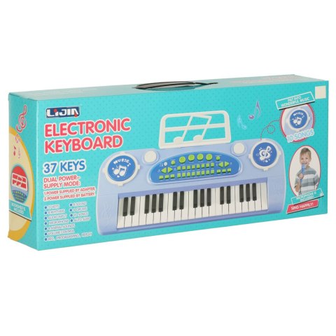 Keyboard dla dzieci pianinko interaktywne organki 37 klawiszy mikrofon statyw niebieskie Keyboard dla dzieci pianinko interaktywne organki 37 klawiszy mikrofon statyw niebieskie