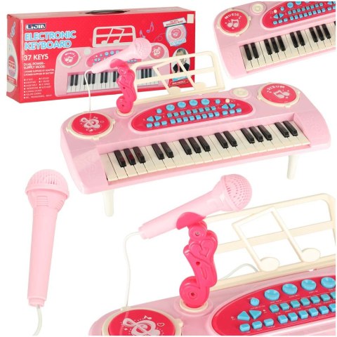 Keyboard dla dzieci pianinko interaktywne organki 37 klawiszy mikrofon statyw różowe Keyboard dla dzieci pianinko interaktywne organki 37 klawiszy mikrofon statyw różowe