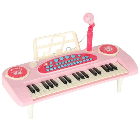 Keyboard dla dzieci pianinko interaktywne organki 37 klawiszy mikrofon statyw różowe Keyboard dla dzieci pianinko interaktywne organki 37 klawiszy mikrofon statyw różowe
