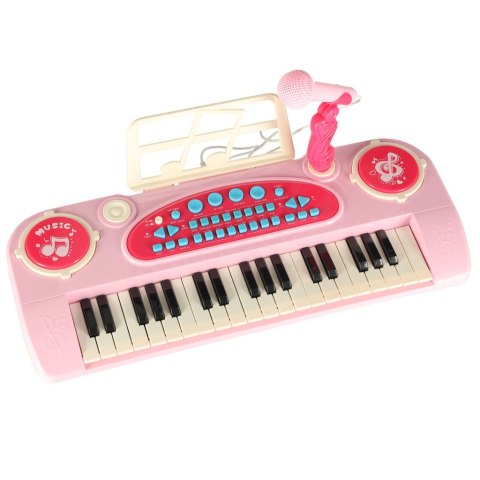 Keyboard dla dzieci pianinko interaktywne organki 37 klawiszy mikrofon statyw różowe Keyboard dla dzieci pianinko interaktywne organki 37 klawiszy mikrofon statyw różowe
