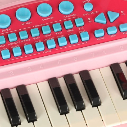 Keyboard dla dzieci pianinko interaktywne organki 37 klawiszy mikrofon statyw różowe Keyboard dla dzieci pianinko interaktywne organki 37 klawiszy mikrofon statyw różowe