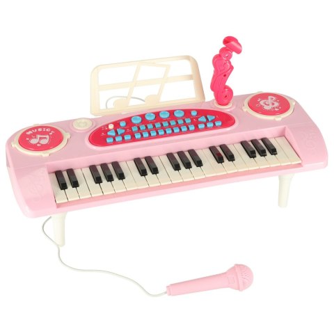 Keyboard dla dzieci pianinko interaktywne organki 37 klawiszy mikrofon statyw różowe Keyboard dla dzieci pianinko interaktywne organki 37 klawiszy mikrofon statyw różowe