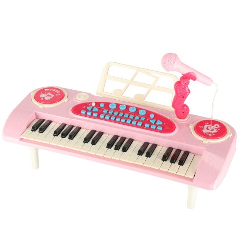 Keyboard dla dzieci pianinko interaktywne organki 37 klawiszy mikrofon statyw różowe Keyboard dla dzieci pianinko interaktywne organki 37 klawiszy mikrofon statyw różowe