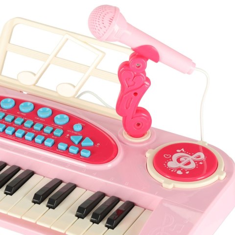 Keyboard dla dzieci pianinko interaktywne organki 37 klawiszy mikrofon statyw różowe Keyboard dla dzieci pianinko interaktywne organki 37 klawiszy mikrofon statyw różowe