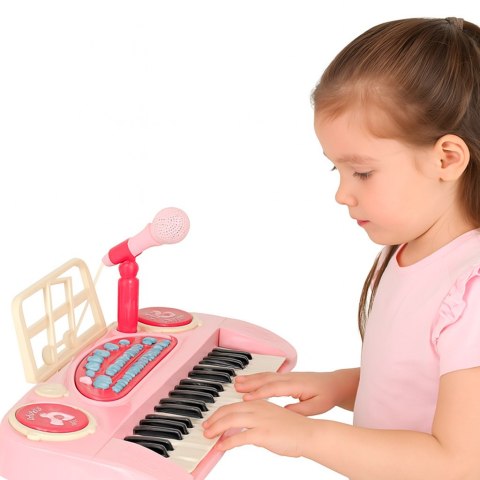 Keyboard dla dzieci pianinko interaktywne organki 37 klawiszy mikrofon statyw różowe Keyboard dla dzieci pianinko interaktywne organki 37 klawiszy mikrofon statyw różowe