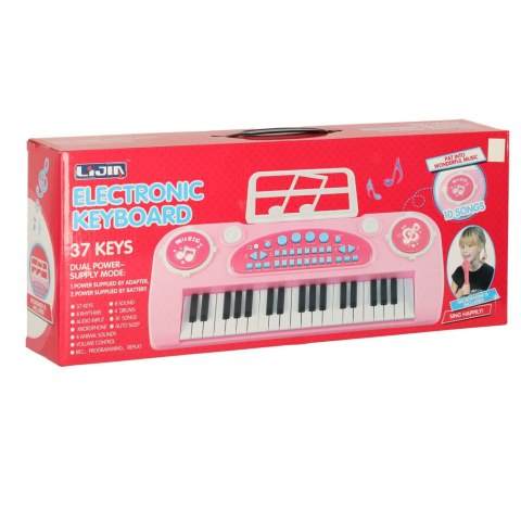 Keyboard dla dzieci pianinko interaktywne organki 37 klawiszy mikrofon statyw różowe Keyboard dla dzieci pianinko interaktywne organki 37 klawiszy mikrofon statyw różowe