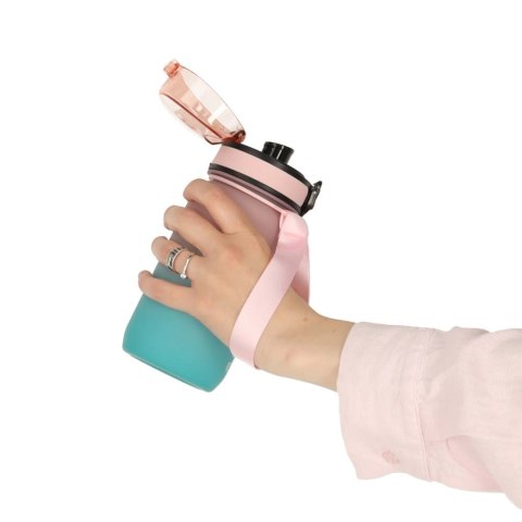 Butelka na wodę bidon ze słomką uchwytem sportowy 600ml różowo-niebieski Butelka na wodę bidon ze słomką uchwytem sportowy 600ml różowo-niebieski