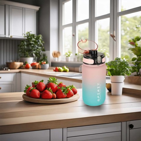 Butelka na wodę bidon ze słomką uchwytem sportowy 600ml różowo-niebieski Butelka na wodę bidon ze słomką uchwytem sportowy 600ml różowo-niebieski