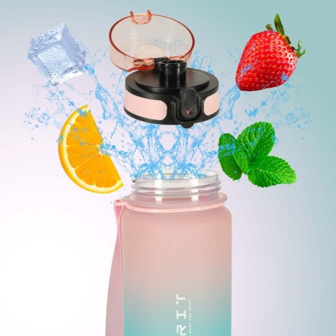 Butelka na wodę bidon ze słomką uchwytem sportowy 600ml różowo-niebieski Butelka na wodę bidon ze słomką uchwytem sportowy 600ml różowo-niebieski