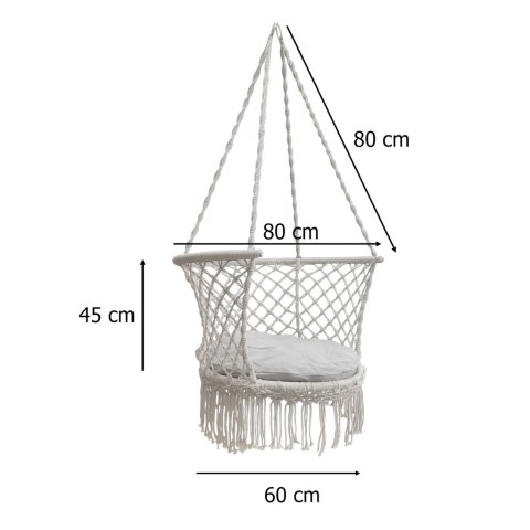 Huśtawka ogrodowa bocianie gniazdo z oparciem ogrodowa szare 80 cm 150 kg Huśtawka ogrodowa bocianie gniazdo z oparciem ogrodowa szare 80 cm 150 kg