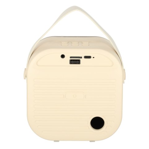 Zestaw do karaoke głośnik Bluetooth 2 mikrofony USB LED 10W kremowy