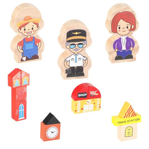 Kolejka drewniana pociąg tor samochodowy 70 elementów