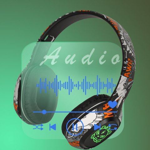 Słuchawki bezprzewodowe nauszne Bluetooth Gaming Sport czarne