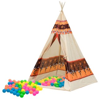 Namiot Tipi Indiański Baza Dla Dzieci + 60 Piłek 155 cm