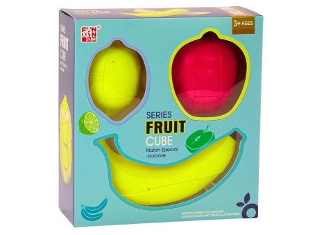 Układanka Owoce Puzzle Kostki Edukacyjne Jabłko Banan Cytryna Magiczne