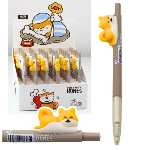 Długopis Z Figurką Żółtego Pieska Shiba Niebieski Tusz 0.5mm