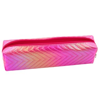 Piórnik Dziewczęcy Metaliczny Błyszczący Jodełka Różowy