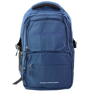 Plecak Miejski Funkcjonalny 9 Kieszeni Granatowy 35L 48cm