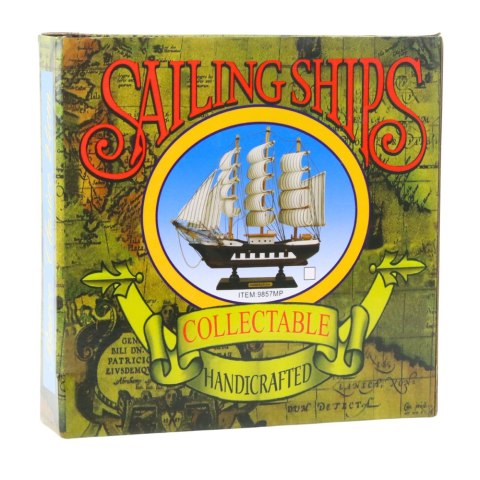Model Kolekcjonerski Dekoracyjny Statek Żaglowiec Czerwony 24x23cm