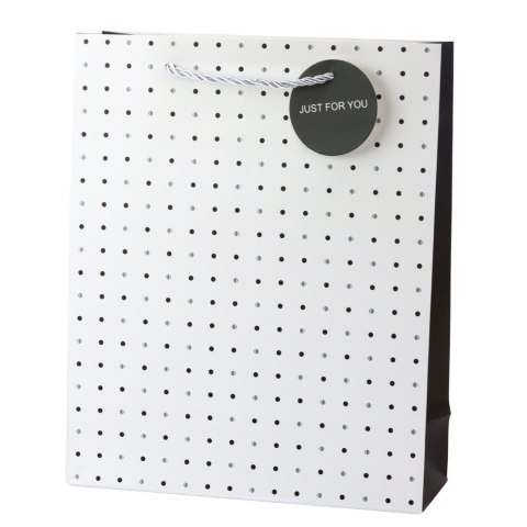 Torba Prezentowa Klasyczna W Kropki Zawieszka Just For You 32 x 26 x 10 cm