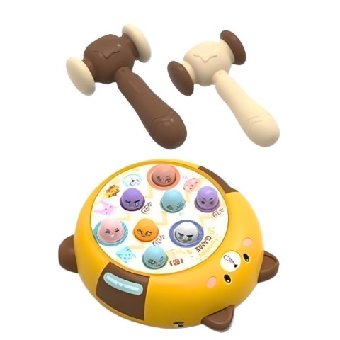 Gra Zręcznościowa Whack- A- Mole Dwa Młotki Kotek Żółto Brązowa