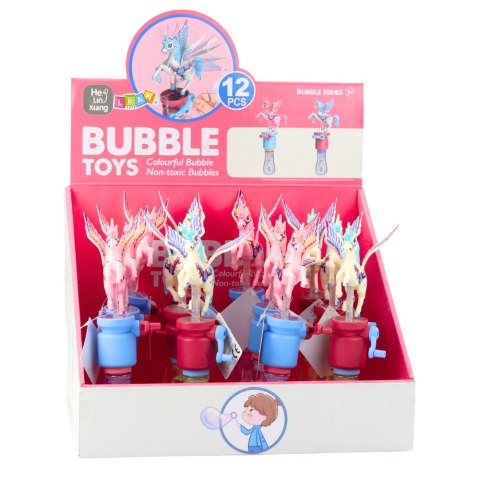 Bańki Mydlane Jednorożec Ruchome Skrzydła Na Korbkę 23cm Mix