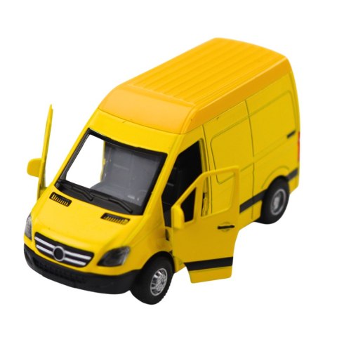 Samochód Dostawczy Metalowy Z Napędem Pull Back Światła Dźwięki Żółty 1:32