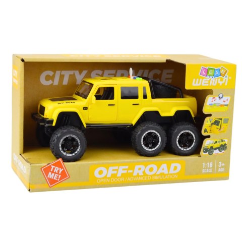 Samochód Terenowy Napęd Frykcyjny Światła Dźwięki Żółty 6x6 1:16