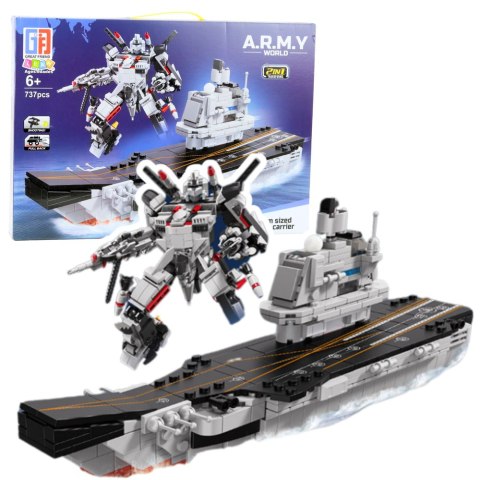 Klocki Konstrukcyjne Statek Lotniskowiec Robot 2w1 737 el.