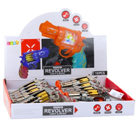 Pistolet Zabawkowy Rewolwer Obrotowy Magazynek Światła Dźwięki