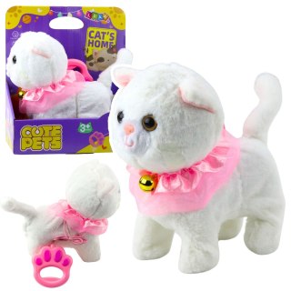 Interaktywny Kotek Na Smyczy Różowa Falbanka Dzwoneczek Chodzi Miauczy