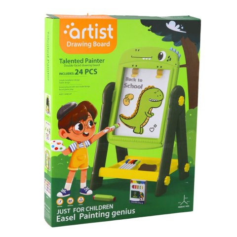 Tablica Dwustronna Magnetyczna Suchościeralna Dinozaur Zielona Akcesoria