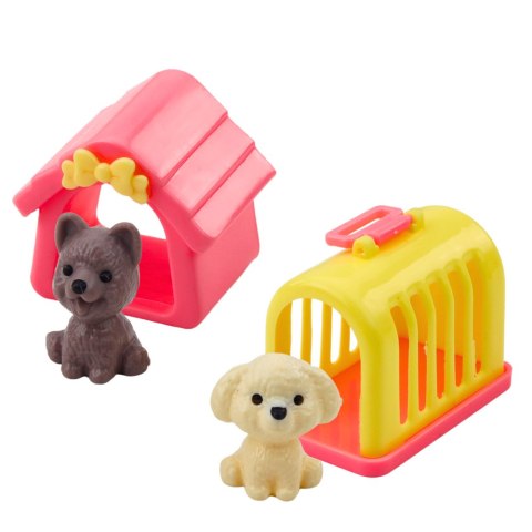 Zestaw Mini Laleczka W Sukience Pieski Buda Transporter