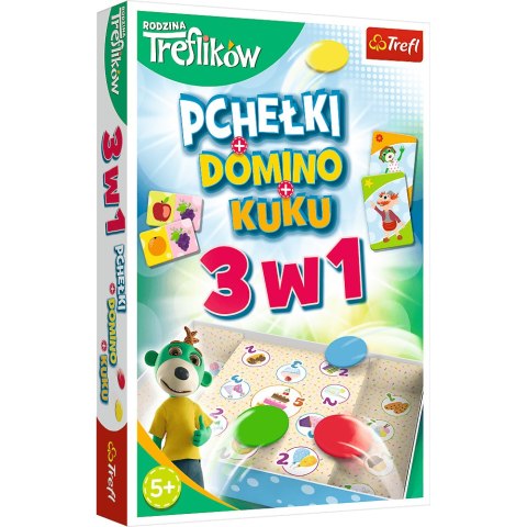 Gra rodzinna Rodzina Treflików 3w1 Domino Pchełki Kuku Trefliki Trefl 01921