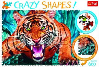 Puzzle - Crazy Shapes - 600 - Oko w oko z tygrysem - Trefl 11110