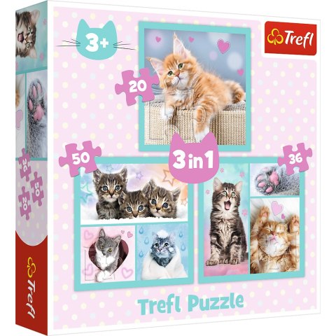 Puzzle - 3w1 (20, 36, 50) - Słodkie zwierzaki - Trefl 34862