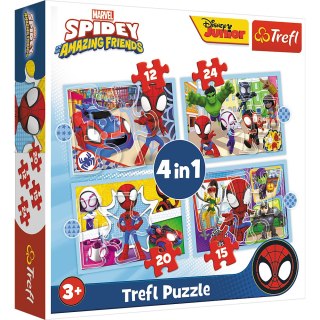 Puzzle - 4w1 (12, 15, 20, 24) - Ekipa Spiday"a - Trefl 34611
