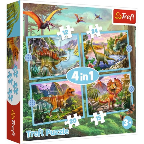 Puzzle - 4w1 (12, 15, 20, 24) - Wyjątkowe dinozaury - Trefl 34609