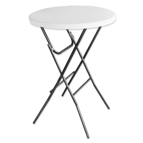 Stół Składany Z Blokadą Cateringowy Bankietowy Stolik Okrągły Biały 80x73cm