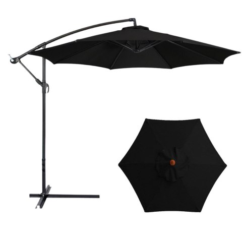 Parasol Ogrodowy Boczny Z Regulacją Pochyłu Pokrowiec 350 x 250cm Czarny