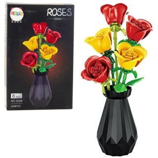 Klocki Konstrukcyjne Bukiet Róż W Wazonie Czerwone Żółte 249 el.