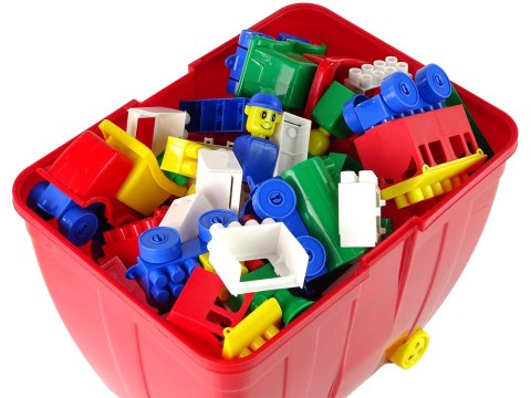 Kuferek Duży z Kolorowymi Klockami K2 280 Elementów Czerwony