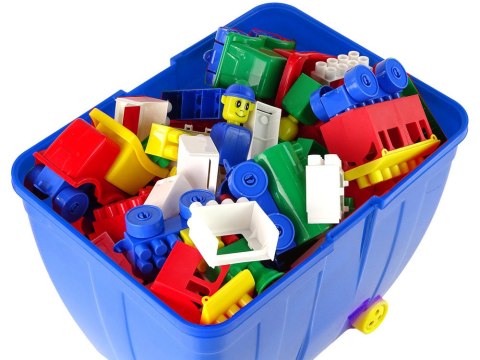 Kuferek Duży z Kolorowymi Klockami K2 280 Elementów Niebieski