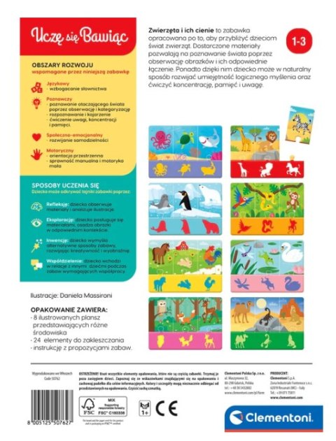 Puzzle Zwierzęta i Ich Cienie Uczę się Bawiąc Język Polski Clementoni 50762