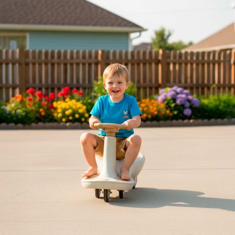 Jeździk grawitacyjny świecące koła LED z muzyką grający 76cm beżowy max 100kg